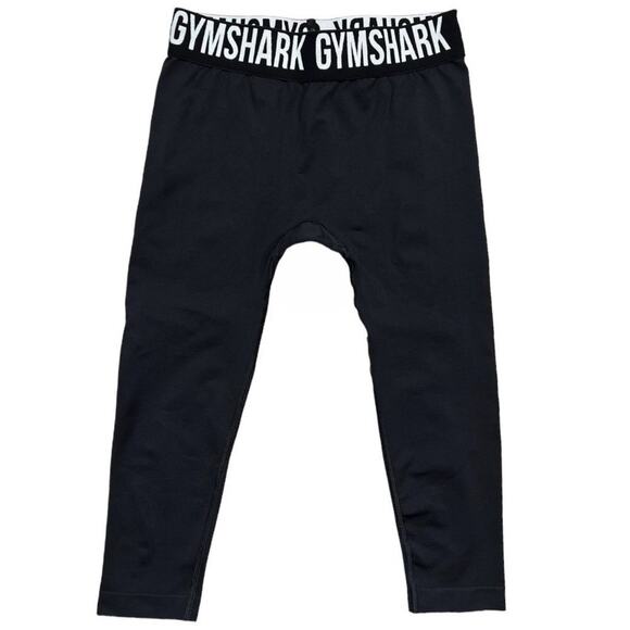 Gymshark Seamless Crop Black Logo Waistband Leggings Small - Picture 1 of 4